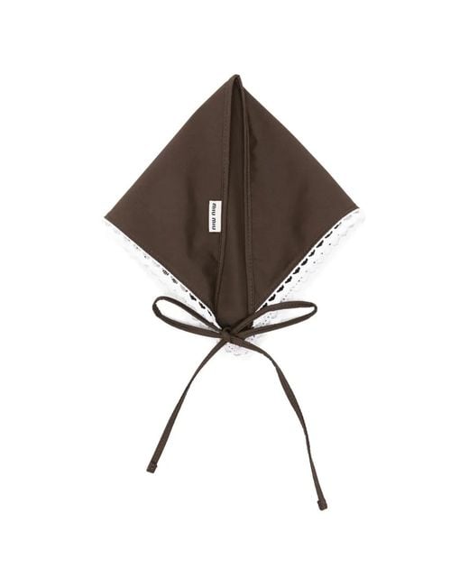 Miu Miu Brown Lace-Trim Tie-Fastening Hair Accessory