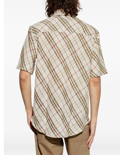 Burberry White Check Short-Sleeve Shirt for men