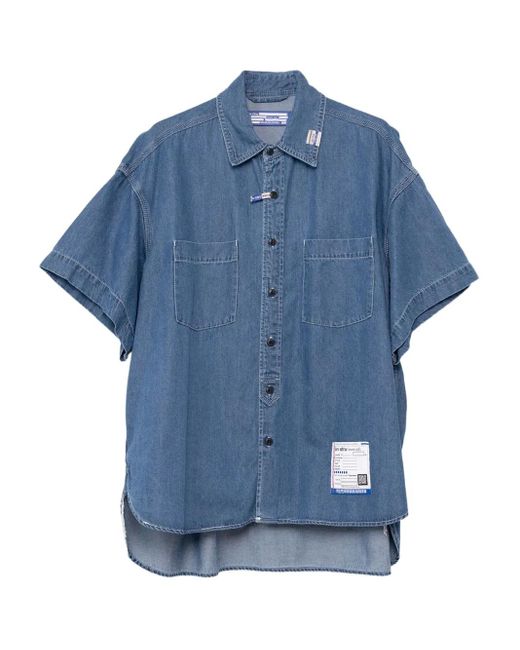 in・stru(men-tal) Blue Logo-Patch Denim Shirt for men