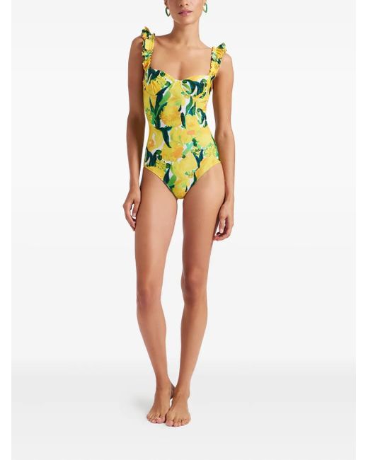 LaDoubleJ Green Floral Swimsuit