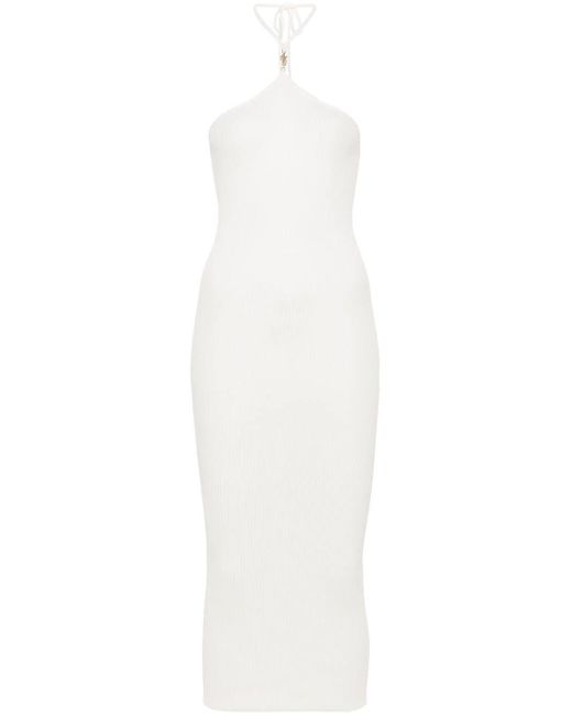 Amiri White Halterneck Knit Midi Dress