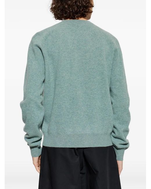 McQueen Green Crew-Neck Wool Sweater for men