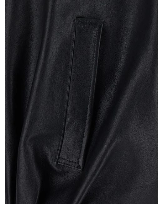 Arma Blue Bina Elasticated-Hem Leather Jacket
