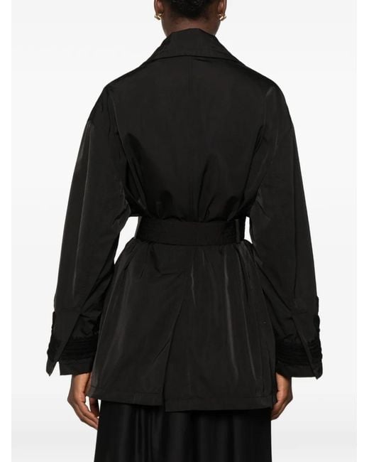 Ermanno Scervino Black Embroidered Double-Breasted Coat