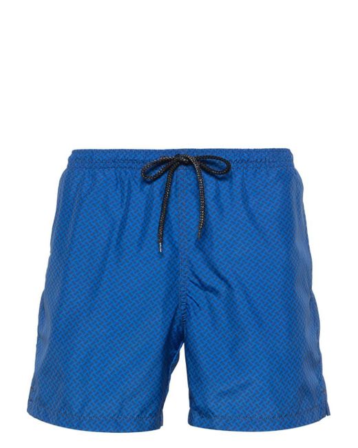 Drumohr Blue Geometric-print Swim Shorts for men