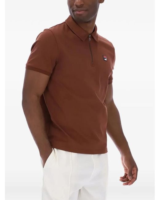 Fila Brown Ettore Logo-Patch Polo Shirt for men