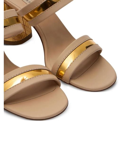 Casadei Cleo Reflex Metallic-Trim Woven Heel Sandals