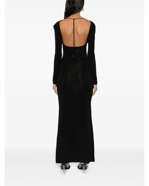 MARINE SERRE Black Regenerated Silk Scarves Maxi Dress