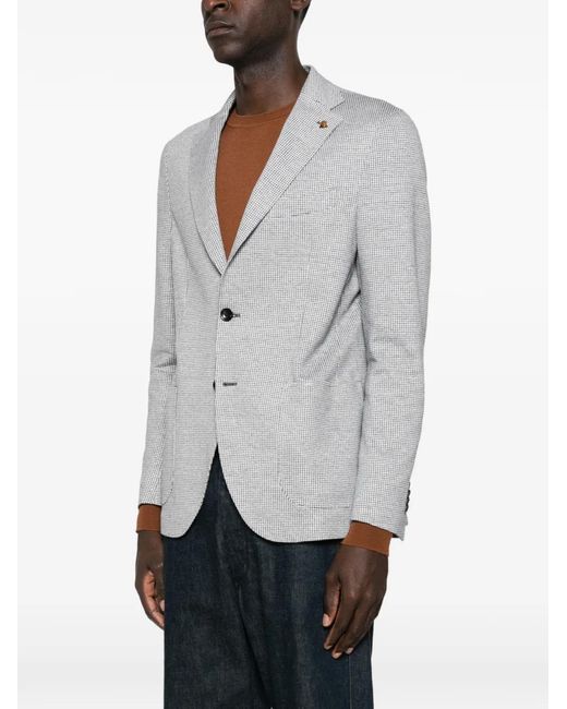 Latorre Gray Houndstooth-Pattern Blazer for men
