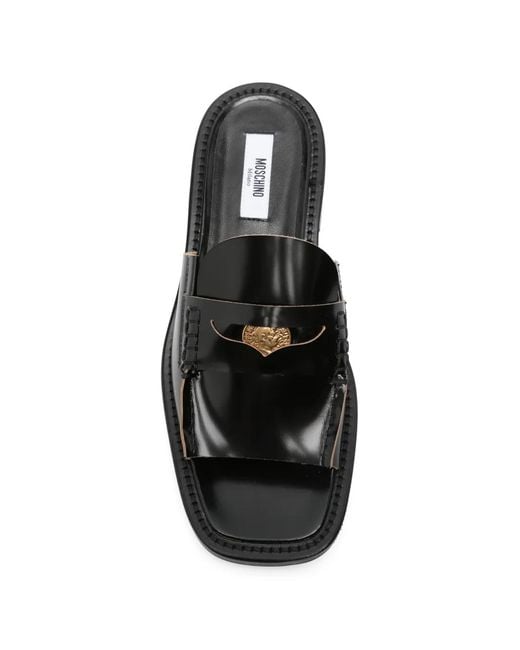 Moschino Black Silk And Nylon Open Sandals