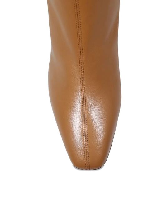 Aquazzura Brown 70Mm Amore Leather Zip-Fastening Boots