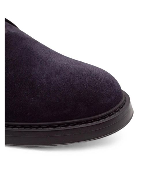 Doucal's Blue Lace-Up Suede Boots for men