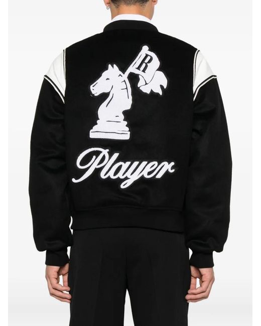 Rhude Black Logo-Embroidered Bomber Jacket for men