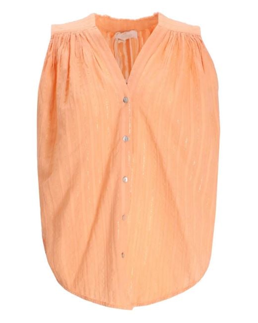 Devotion Orange Blouse Sans Manches Iris À Rayures Métallisées