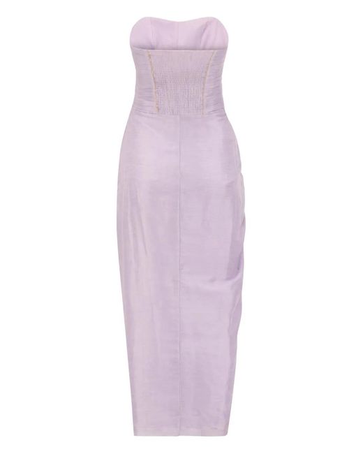 SANA OSMANI Purple Fern Cut-Out Ruched Midi Dress