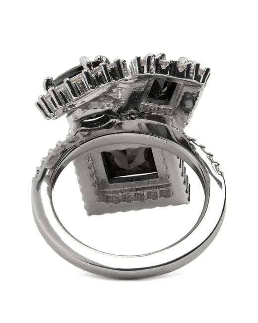 Maison Margiela Gray Zirconia-Embellished Cluster Rings