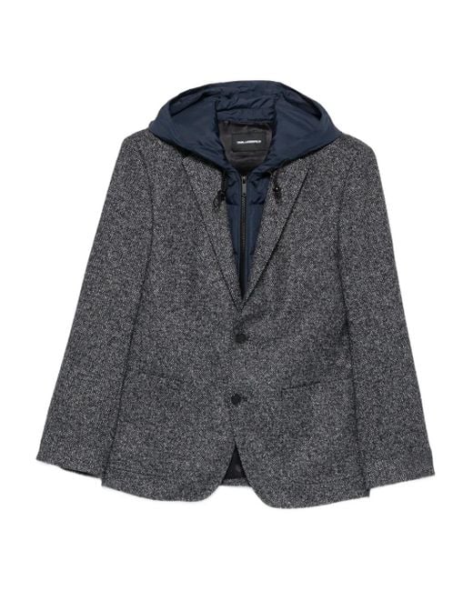 Karl Lagerfeld Blue Hooded Blazer for men