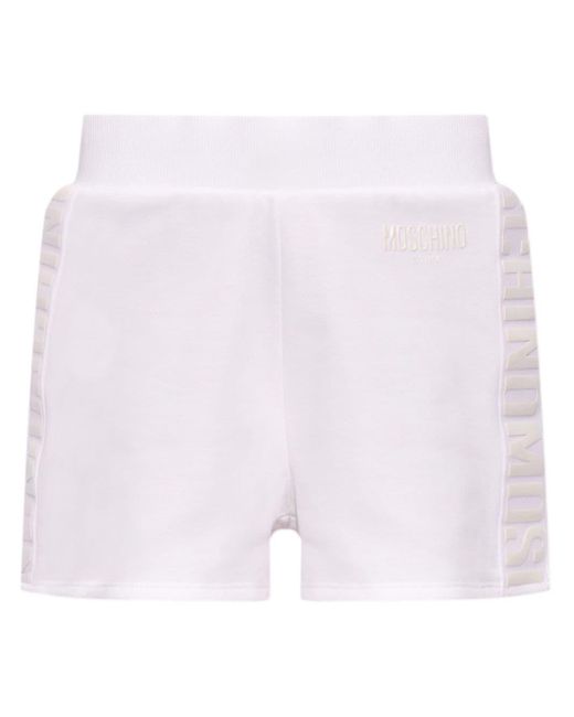 Moschino White Logo-print Cotton Shorts