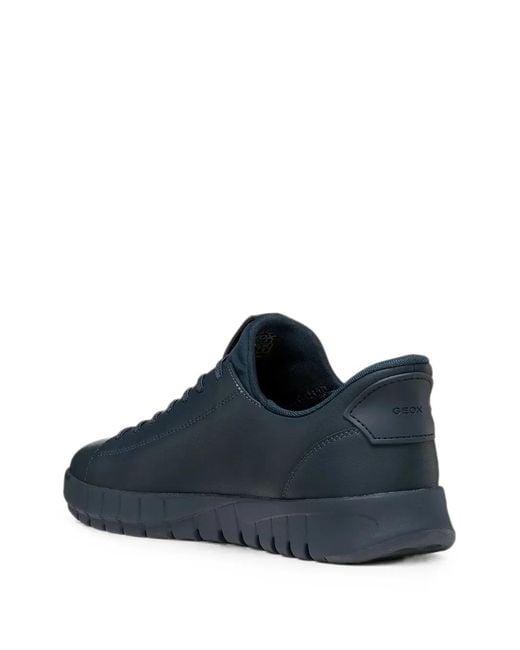 Geox Blue Fextride Lace-Up Leather Sneakers for men
