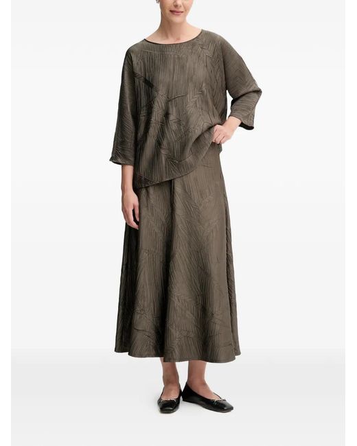 Joseph Ribkoff Gray Geometric-Pattern Pleated Top