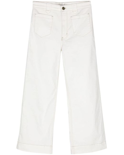 FRAME White Contrast-stitching Straight-leg Jeans