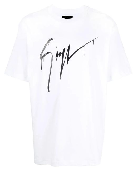 Giuseppe Zanotti White Graphic-Print Cotton T-Shirt for men