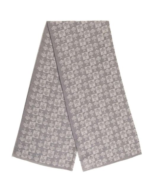 Bally Gray Crest-pattern Jacquard Scarf for men