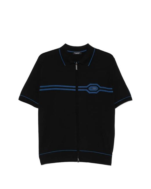 Stefano Ricci Black Zip-Fastening Short-Sleeve Cardigan for men