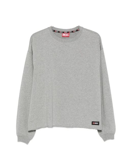 DIESEL Gray Patricia Logo-Patch Crew-Neck Sweatshirt