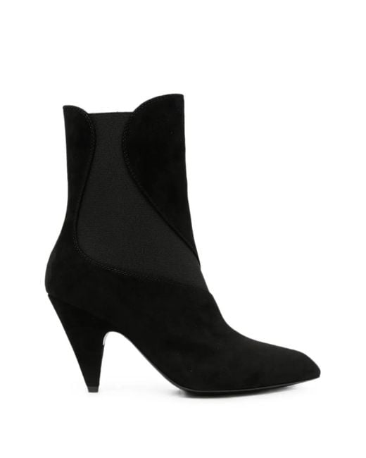 Sergio Rossi Black Tensile Pointed-Toe Cone-Heel Ankle Boots