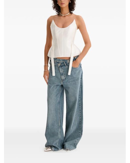 MOOS STUDIO Blue Strapless Top