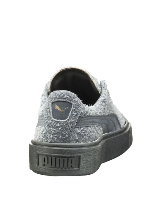 PUMA Gray Elemental Platform Textured Suede Sneakers