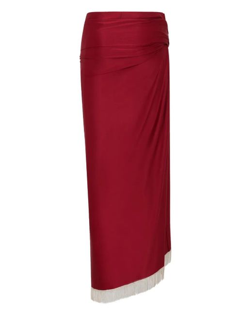 Rabanne Red Fringed Wrap Skirt