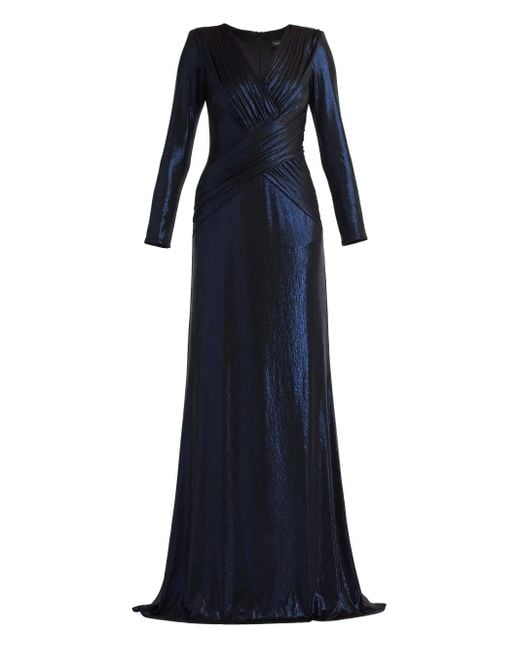 Tadashi Shoji Blue Maxikleid mit V-Ausschnitt