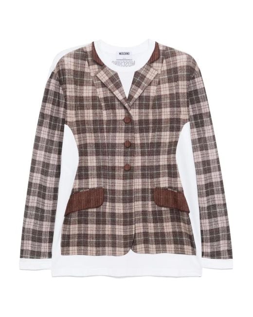 T-Shirt À Carreaux Moschino en coloris Brown