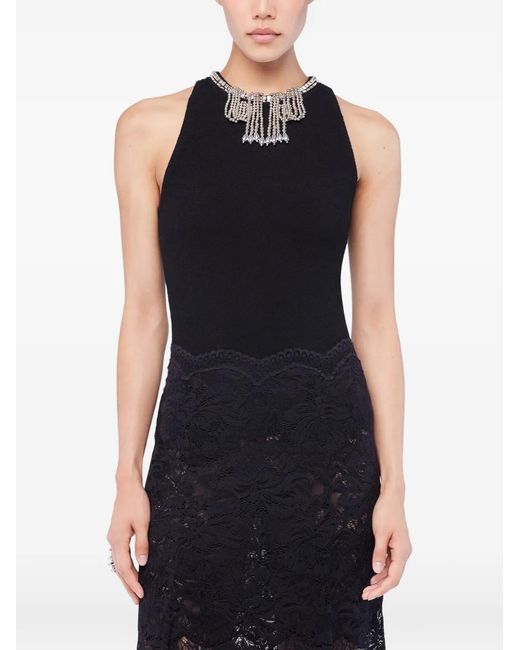 Top con bordado enjoyado Rabanne de color Black