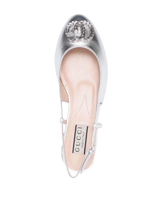 Gucci White Double G Ballerina Shoes