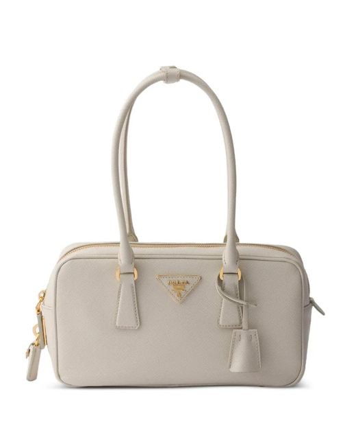 Prada White Small Saffiano Leather Top-Handle Bag