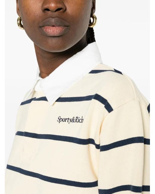 Sporty & Rich White Striped Polo Shirt