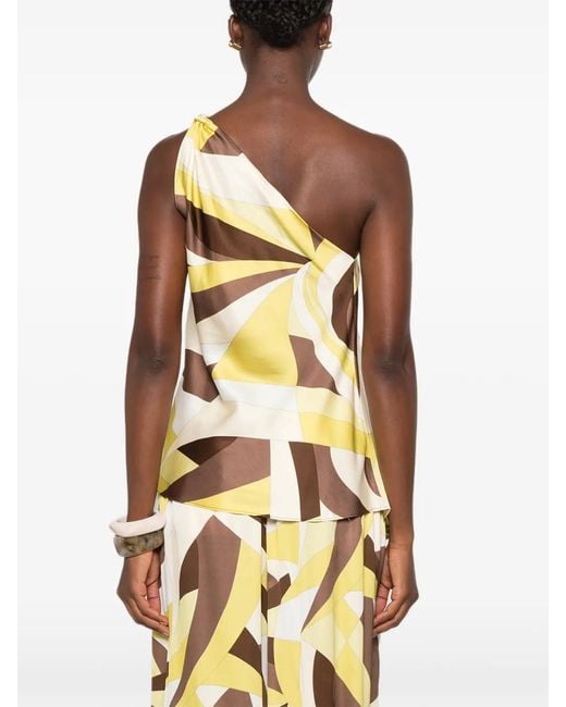 Faithfull The Brand Metallic Kortez Geometric-Print One-Shoulder Top