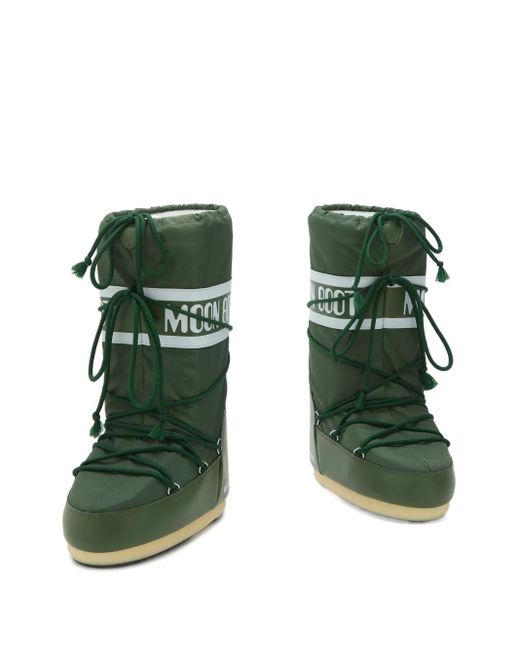 Moon Boot Green Icon Lace-Up Padded Boots