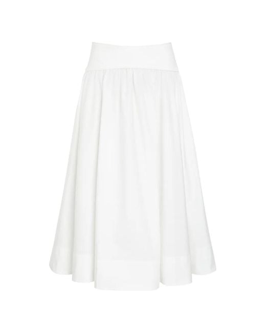 Zimmermann White Gathered Mid Skirt