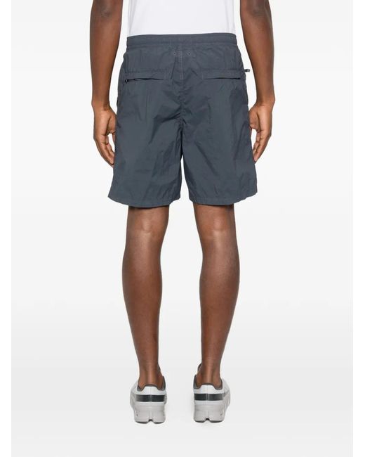Stone Island Blue Logo-Patch Drawstring Track Shorts for men