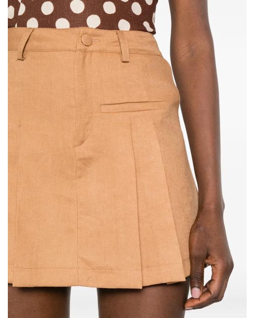 ACTUALEE Natural Pleated-Detail Skirt