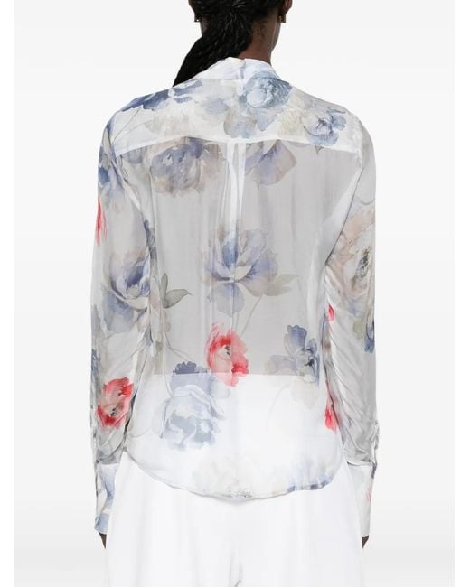 Blugirl Blumarine White Floral-Print Shirt