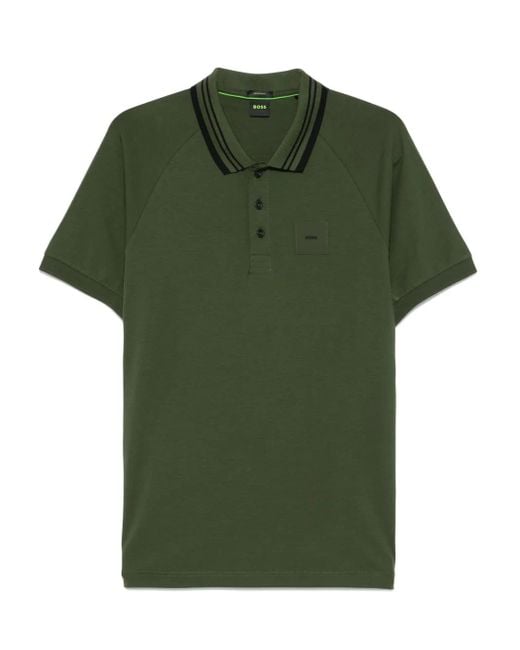 メンズ Boss ストライプトリム ポロシャツ Green