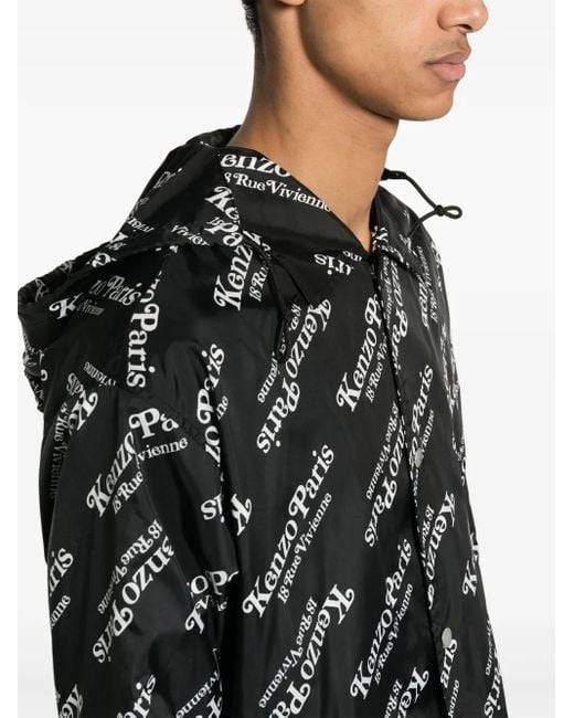 KENZO Black Windbreaker With Print for men