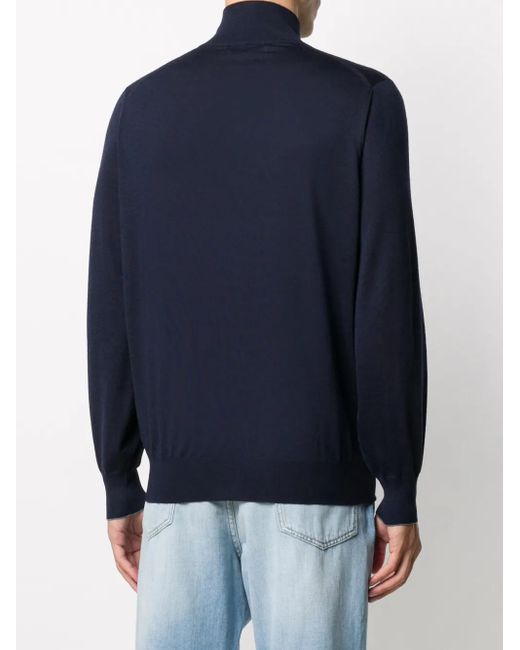 Brunello Cucinelli Trui Met Rits in het Blue voor heren