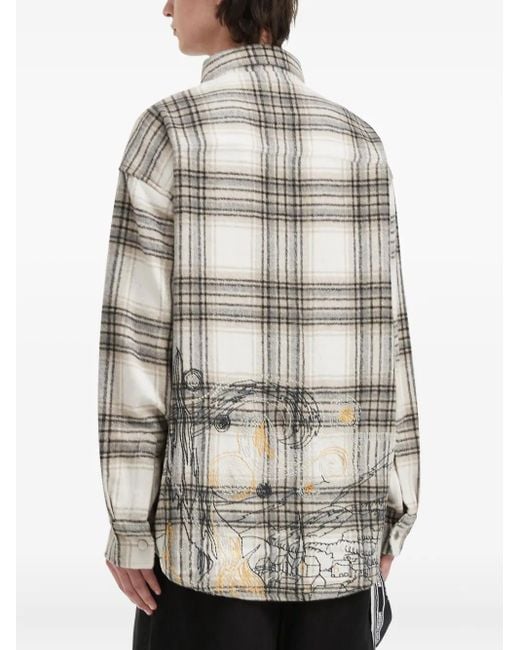 Musium Div. Gray Plaid-Pattern Patch Shirt for men