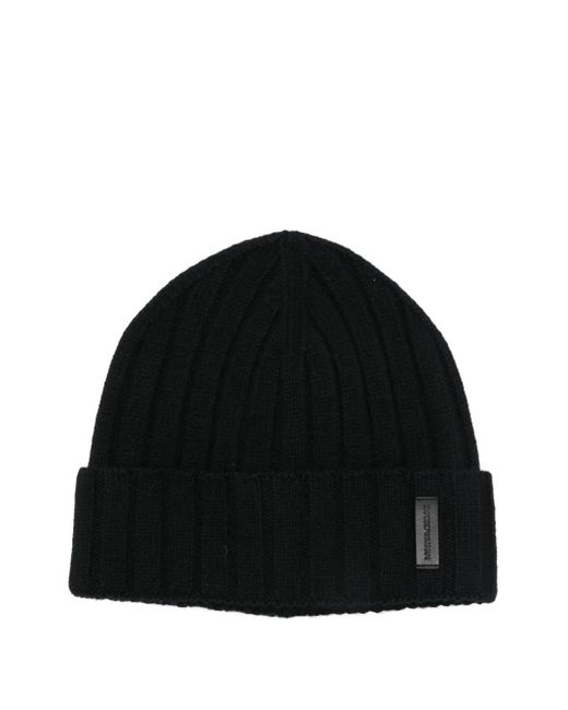 Bonnet En Maille Côtelée Emporio Armani pour homme en coloris Black